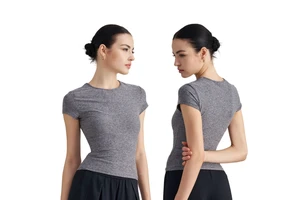 Women's Comfortable Skin-Friendly Sports T-Shirt Custom Logo Breathable Short Sleeve Fitness High Stretch Yoga Tops
