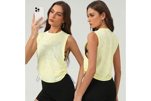 New Soft Round Neck Breathable Quick-drying Sleeveless Tops for Women Short Sports Fitness Yoga Gym Tops