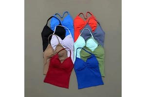 New Arrival Neck Yoga Vest With Chest Pad Leisure Tight Sports Tank Top Running Quick Drying Fitness Top Woman