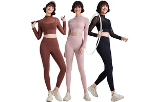 CL094 Wholesale Long Sleeve Breathable Crop Top Breathable Four-Way Stretch Mesh Workout Gym Tops Women Yoga Top