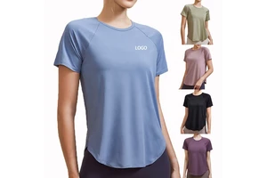 Custom Logo Quick Dry Running Fitness Tshirts for Women Ladies Sports Gym Yoga Top Women's T-shirts