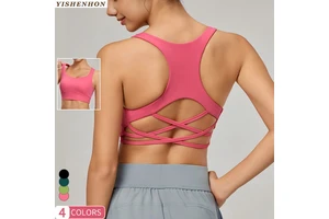 YISHENHON Women's Sexy Cross Back Gym Sports Vest Quick-Drying Push-Up Yoga Bra Top for Pilates and Fitness Spandex activewear