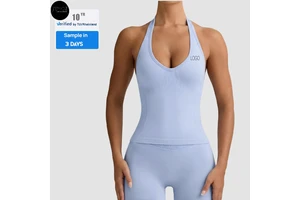 Women's Halter Neck Tank Top with Built-In Bra - Push-Up Backless Active Top for Yoga Pilates & Gym Custom Tank Tops Available