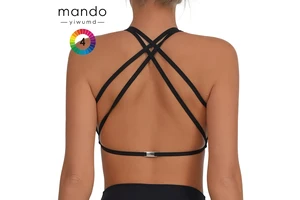Wholesale Custom Logo Women's U Neck Cross Back Quick Dry Yoga Bra Athletic Gym Running Fitness Workout Top