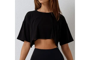 Women's Workout Short Sleeve Shirts Loose Crop Tops Athletic Gym Shirt Casual Yoga T-shirt