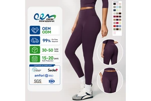 OEM ODM Activewear Factory Custom Logo High Waist Tummy Control Soft Stretch Fitness Yoga High Waist Workout Leggings For Women