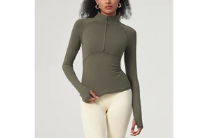 Wholesale Quarter Zip Long Sleeve Athletic Running Shirt Lightweight Pullover Fitness Workout Running Active Yoga Top for Women