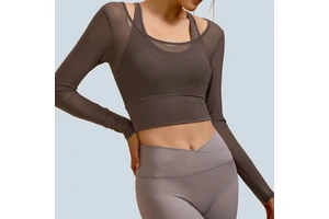 Women's Slim Fit Breathable Long Sleeve Soft Yoga Workout Top with Mesh Cover for Yoga Running Gym Yoga OEM Manufacturer