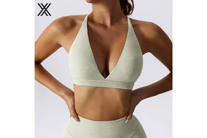 Printing Deep V Neck Quick Dry Sexy Beautiful Cross Back Ladies Outdoor Women's Sport Bra
