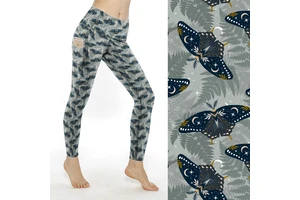 Custom Celestial Moth Moon Fern Print Women's Plus Size High Waist Yoga Leggings with Pockets Fitness Pants & Trousers