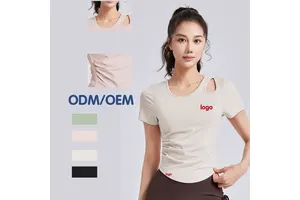 Slim Fit Yoga Top Women Built in Bra Ruched Design Short Sleeve Activewear for Gym Workout Wholesale Supplier