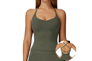 Women's Nude-Feel Yoga Tank Top with Cross-Back Design Quick-Dry Fitness Top for Outdoor Running and Sports