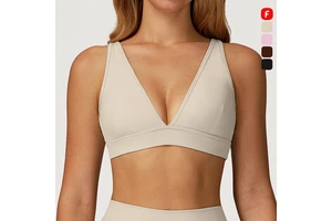 FANCO Backless Deep V Women Yoga Bra Top Quick-Dry Breathable Shockproof Running Fitness Gym Active Top Sports Bra