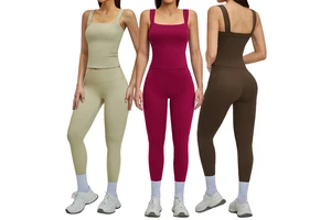 Women Yoga Wear Stretch Straps Backless Sports Tank Top Elastic High Waist Anti Curling Gym Leggings Quick Dry Women Workout Set