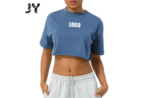 Joyyoung Custom LOGO Women's Spring Summer Breathable 100% Cotton Short-Sleeved Yoga Dance Running Fitness Loose Sports T-Shirt