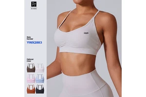 Thin Strap Woman Sports With Logo High Adjustable Thin Strap Padding Sports Yoga Fitness Gym Bra