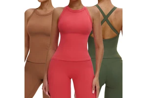 Women's Yoga Vest Cross Hollow Back Sports Breathable Lightweight Seamless Four-Way Stretch Solid Anti-shock Sweat-Wicking Quick