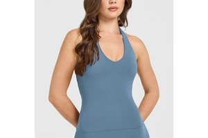 CIYING Wholesale Women Nude Feel Open Back Halter Sports Top Push up Padded Yoga Tank Top