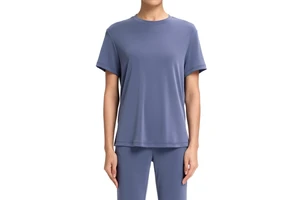 Hot Selling Lulu Lightweight Sand Wash Ribbed Breathable Women's Loose Round Neck Short Sleeve Yoga Top