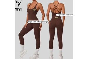Custom Logo Gym Clothes Women Tummy Control Tight Sexy Yoga Fitness Wear One Pieces Bodysuit Sport Fitness Jumpsuit For Women