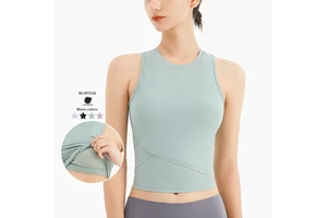 Xsunwing Custom LOGO Women Activewear Workout Breathable Round Neck Sleeveless Tops Sports Yoga Vest Fitness Tank Tops WLWTX26