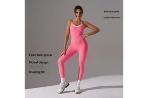 Two-piece Strappy Yoga Suit Jumpsuit Beautiful Back Hip-lifting Fitness Seamless Built-in Removable Pads Gym fitness yoga wear