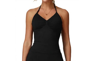 Sexy V Neck Gym Tank Top Sports Vests Sleeveless Running Tank Top Slim Fit Yoga Wear Padded Workout Vest