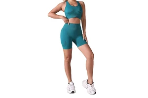Womens Stretch Fit Crop Top and Shorts Set Comfortable Fitness Outfit Activewear for Yoga Gym Running and Training
