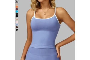 Quick-Drying Breathable Yoga Top Soft Skin-Friendly Seamless Sports Vest Contrasting Colour Trim Hollow Back Outdoor Running