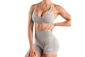 Custom Logo V Neck Cross Back Seamless Gym Workout Yoga Sports Bra for Women