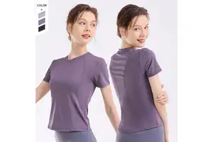 Summer Women's Quick-Dry Yoga Fitness T-Shirt Round Neck Summer Sportswear for Running