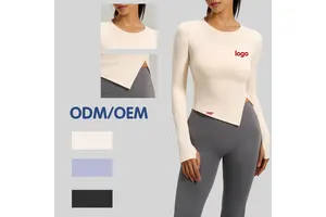Slim Fit Split Hem Long Sleeve Yoga Shirt Moisture Wicking Quick Dry for Casual Workout OEM