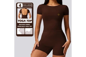 NEW Tight Breathable Beautiful Back Yoga Wear High Intensity Running Sports T-shirt for Women Quick Drying Fitness Short Sleeves