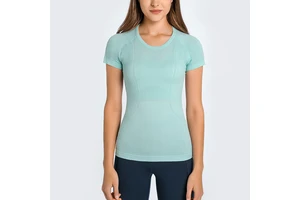 Spring and Summer New Women's Short-sleeved Round Neck Sports T-shirt Running Fitness Tops Slim Breathable Yoga Short-sleeved