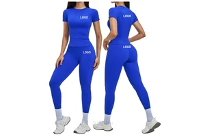 Women Round Neck Tight Fit Yoga Set Women Brushed Fabric Round Neck Slim Fit Pilates Comfortable Workout Casual Sports Set