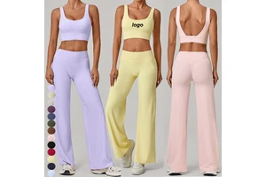 New Styles Yoga Sets Double Shoulder Straps Bra Straight Leg Pants Outfits Clothing Pilates Suit Quick Drying Fitness Activewear