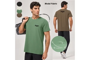 Wholesale Men's Loose Fit Sport Short Sleeve T Shirt Modal Breathable Sweatshirt Top Yoga Gym Outdoor Running Activewear