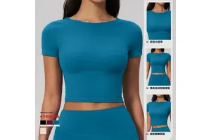 Women's Sports Yoga Crewneck Crop Top Sleeveless Four-Way Stretch Compression Breathable Eco-Friendly Solid T-shirts Cropped GYM