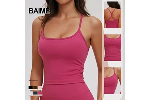 Women's Yoga Tight Yoga Vest for Outerwear Casual and Versatile Shoulder Strap Vest Running Sports Bra