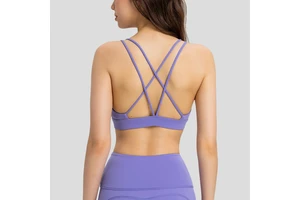 High Intensity Outdoor Fitness Sports Quick Drying Breathable Yoga Bra New Cross Shoulder Sports Top Print Back Hollow Design