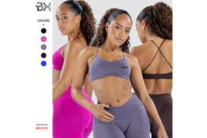 New Popular Women's Lightweight Reversible Quick Dry High Elastic Shock-proof Cross Back Backless Seamless Yoga Halter Bra