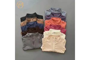 Yimo 18 Colors Women's Soft Comfortable Zip up Gym Jackets for Sports Long Sleeves and Tight Running Fitness Yoga Top