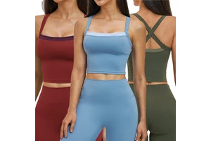 Wholesale Custom Logo Breathable Yoga Vest Contrast Color Cross Beauty Back Top Outdoor Sports Fitness Women Quick-Dry