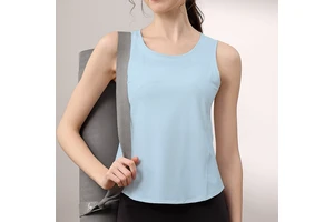 Nylon Spandex Professional Four-Needle Six-Thread Breathable Solid Sublimation Printed Sports Vest Women's Slim-Fit Fitness Yoga