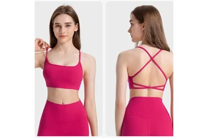 Cross-back Sexy tank Top Gym Clothes for Sports Yoga One-piece Cup Design with Soft Breathable Fabric Sports Bra