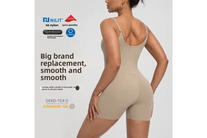 Women's Sports One-piece Top with Shoulder Straps Nude Sensation Bra Pads Suitable for Pilates and Yoga