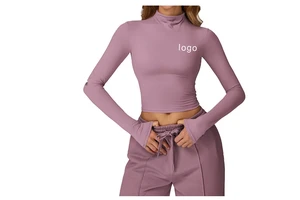 Long Sleeve Shirts Women Workout Athletic Running Gym Yoga Tops Breathable Quick-drying Exercise Skinny Spandex/Nylon Outerwear
