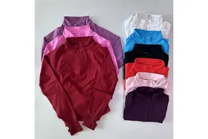 Slimmed Impact Half Zippy Yoga Top Seamless Long Sleeve Jacket Women Gym Fitness Workout Running Clothes Yoga Pilates Sports Top