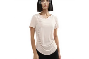 Women's Slim-fit Yoga Fitness Sports Top Quick Dry Spandex/Nylon Mesh Short Sleeve Solid for Morning Running Training