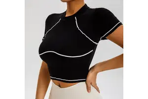 JY High Elastic Women Exercise Tops Cool Feeling Yoga Sports Tops for Women Short Sleeves O-Neck Gym Fitness Tops for Women